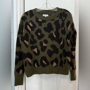Gianni Bini Olive and Black Leopard Sweater